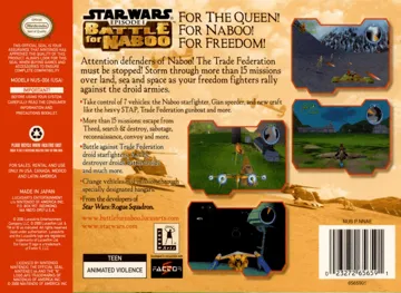 Star Wars Episode I - Battle for Naboo (USA) box cover back